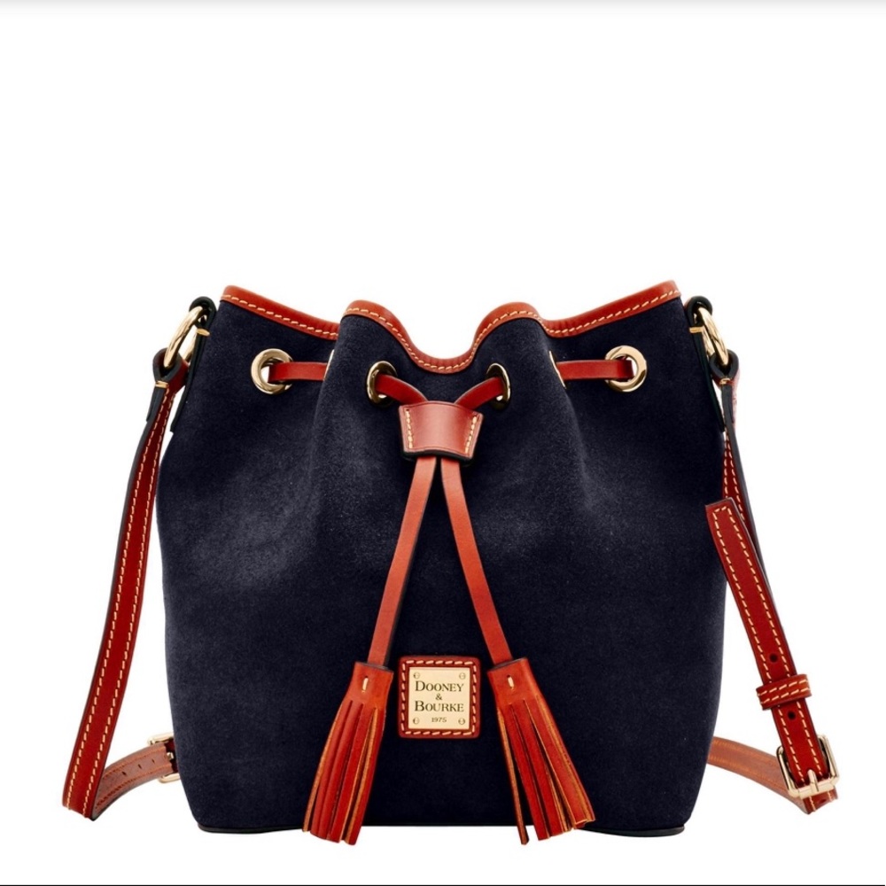 Dooney & Burke Navy Suede Drawstring Bag
